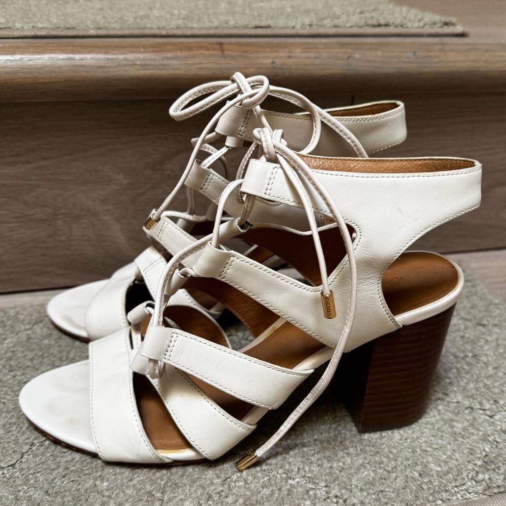 Coach Larissa Cream Lace-Up Sandals - Picture 3 of 5